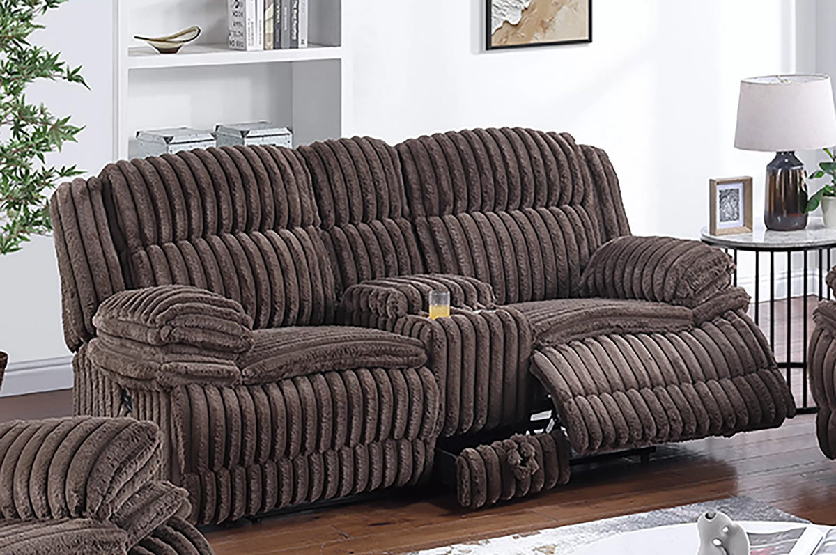 Motion Loveseat – Manual Motion + Console + Drawer – Chocolate (F8135)