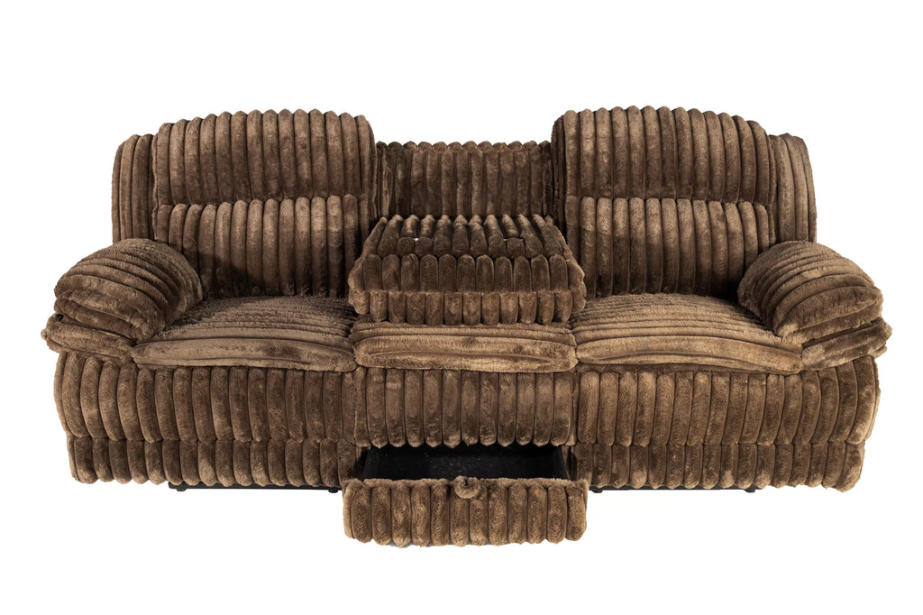 Motion Sofa – Manual Motion + Fold Down Table + Charging Station + Cup Holders – Chocolate (F8136)
