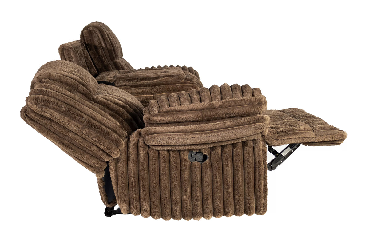 Motion Sofa – Manual Motion + Fold Down Table + Charging Station + Cup Holders – Chocolate (F8136)