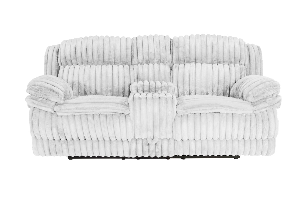 Motion Loveseat – Manual Motion + Console + Drawer – Light Gray (F8142)