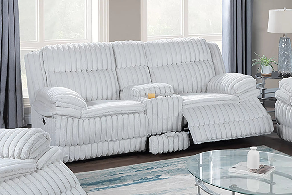 Motion Loveseat – Manual Motion + Console + Drawer – Light Gray (F8142)