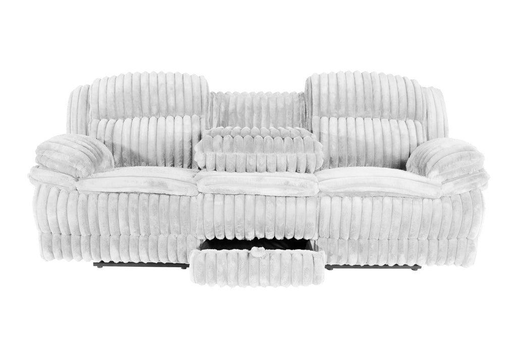 Motion Sofa – Manual Motion + Fold Down Table + Charging Station + Cup Holders – Light Gray (F8143)
