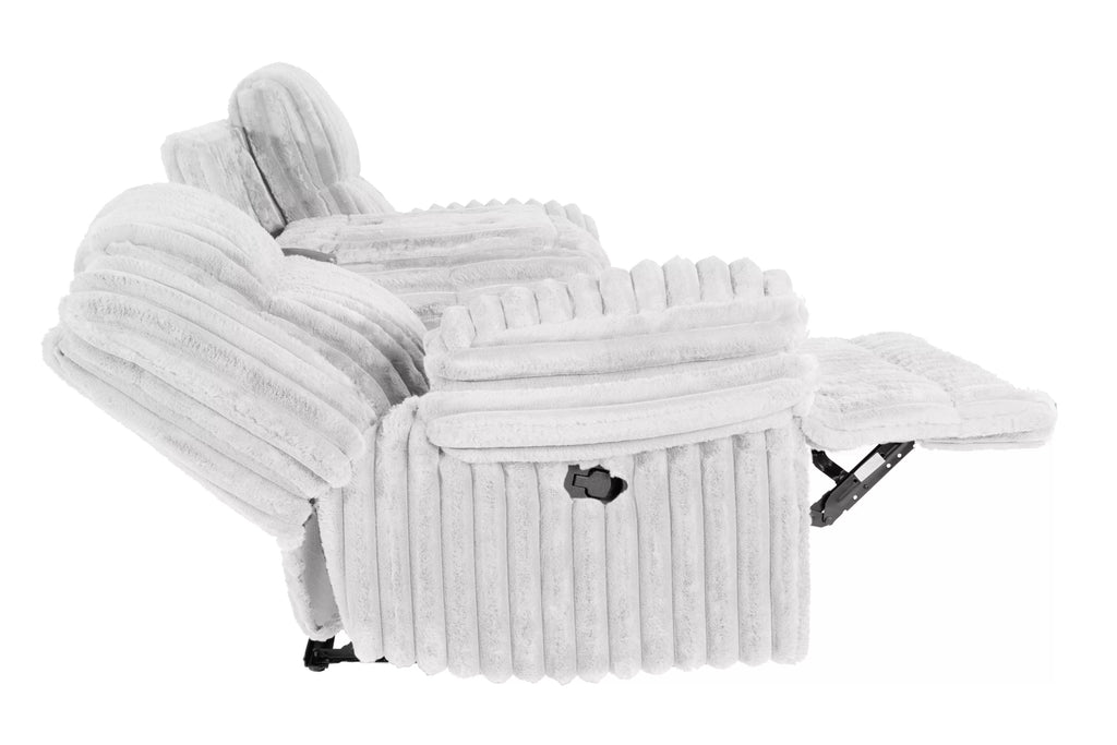 Motion Sofa – Manual Motion + Fold Down Table + Charging Station + Cup Holders – Light Gray (F8143)