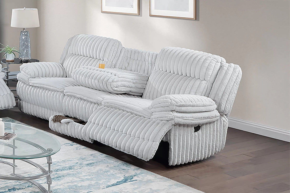 Motion Sofa – Manual Motion + Fold Down Table + Charging Station + Cup Holders – Light Gray (F8143)