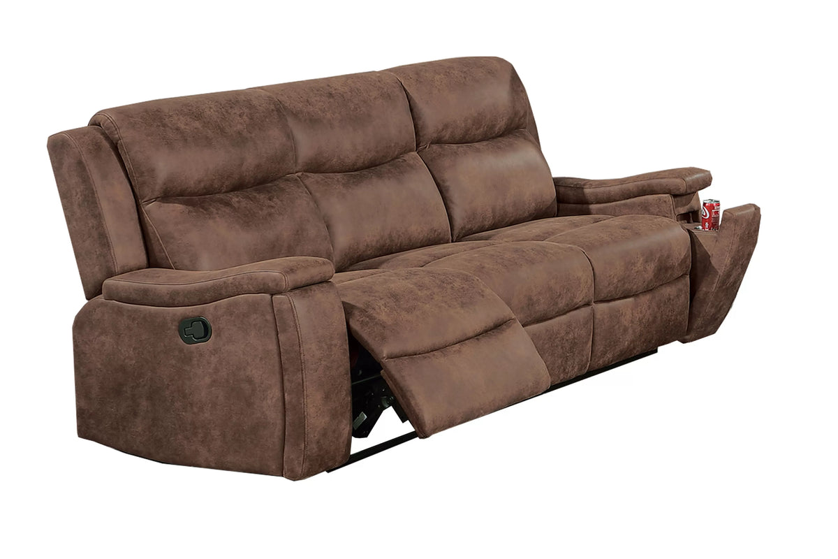 Motion Sofa – Manual Motion W/Hidden Cup Holders – Walnut (F8153)