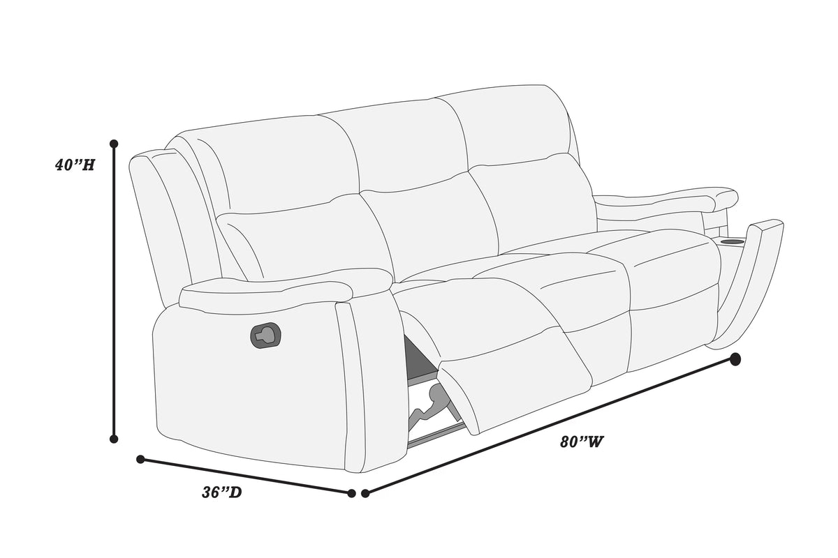 Motion Sofa – Manual Motion W/Hidden Cup Holders – Walnut (F8153)