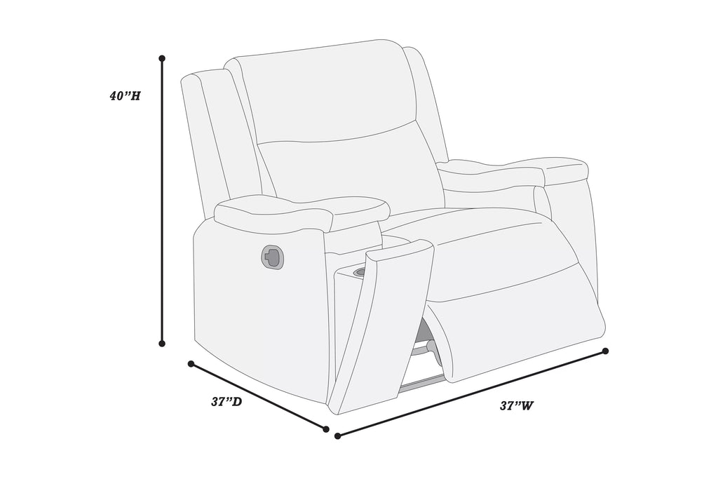 Recliner – Manual Motion W/Hidden Cup Holders – Auburn (F8154)