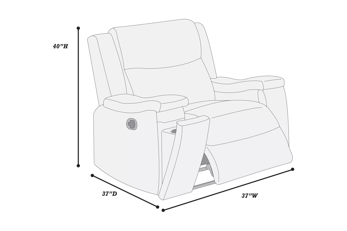 Recliner – Manual Motion W/Hidden Cup Holders – Auburn (F8154)