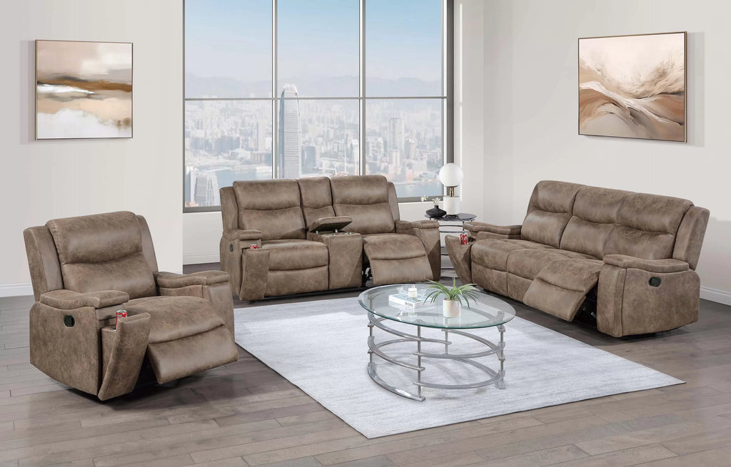 Motion Loveseat – Manual Motion W/Hidden Cup Holders – Auburn (F8155)
