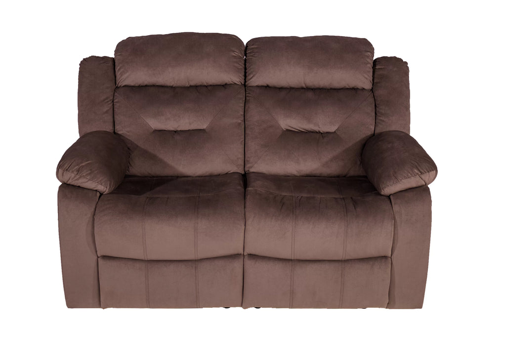 Motion Reclining Loveseat – Manual Motion + USB Port – Chocolate (F8158)