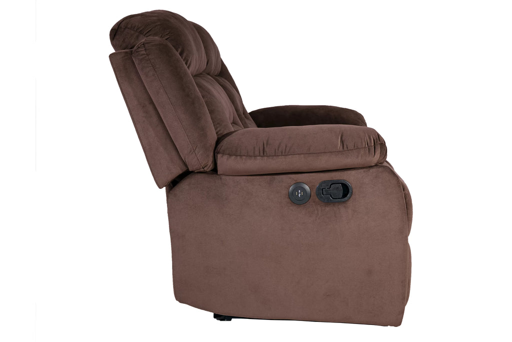Motion Reclining Loveseat – Manual Motion + USB Port – Chocolate (F8158)