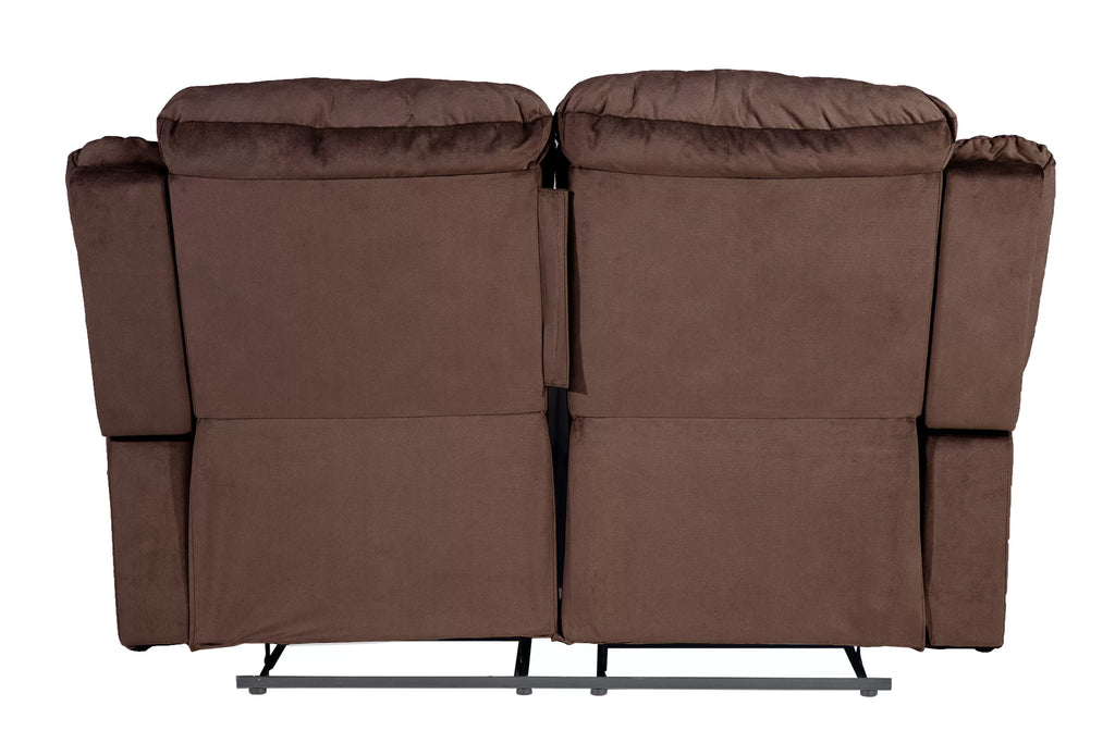 Motion Reclining Loveseat – Manual Motion + USB Port – Chocolate (F8158)