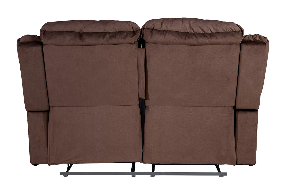 Motion Reclining Loveseat – Manual Motion + USB Port – Chocolate (F8158)