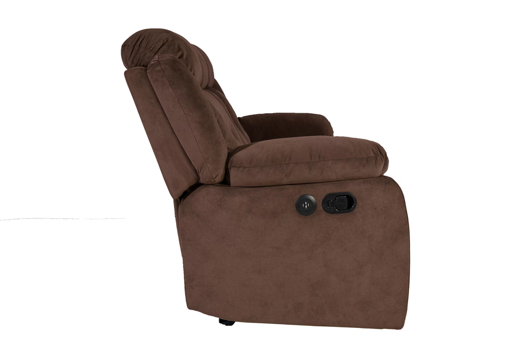 Motion Reclining Sofa – Manual Motion + USB Port – Chocolate (F8159)