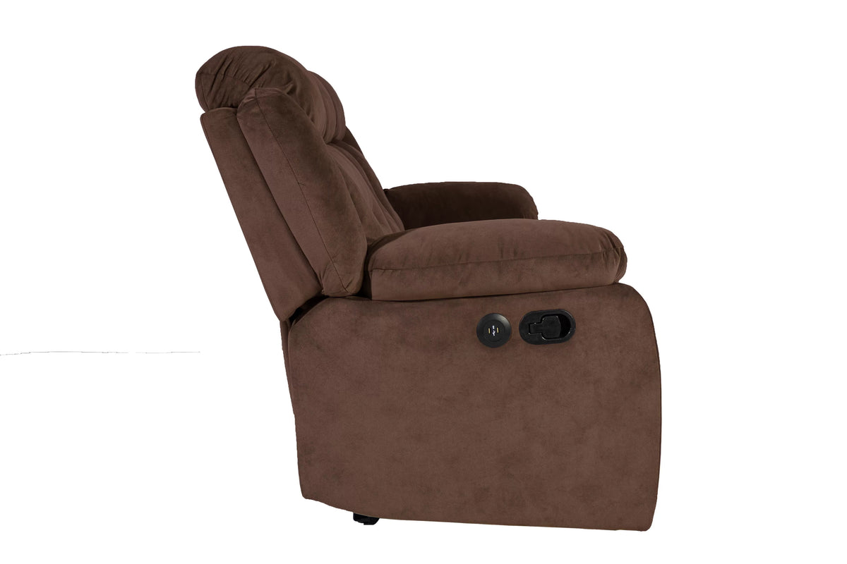 Motion Reclining Sofa – Manual Motion + USB Port – Chocolate (F8159)