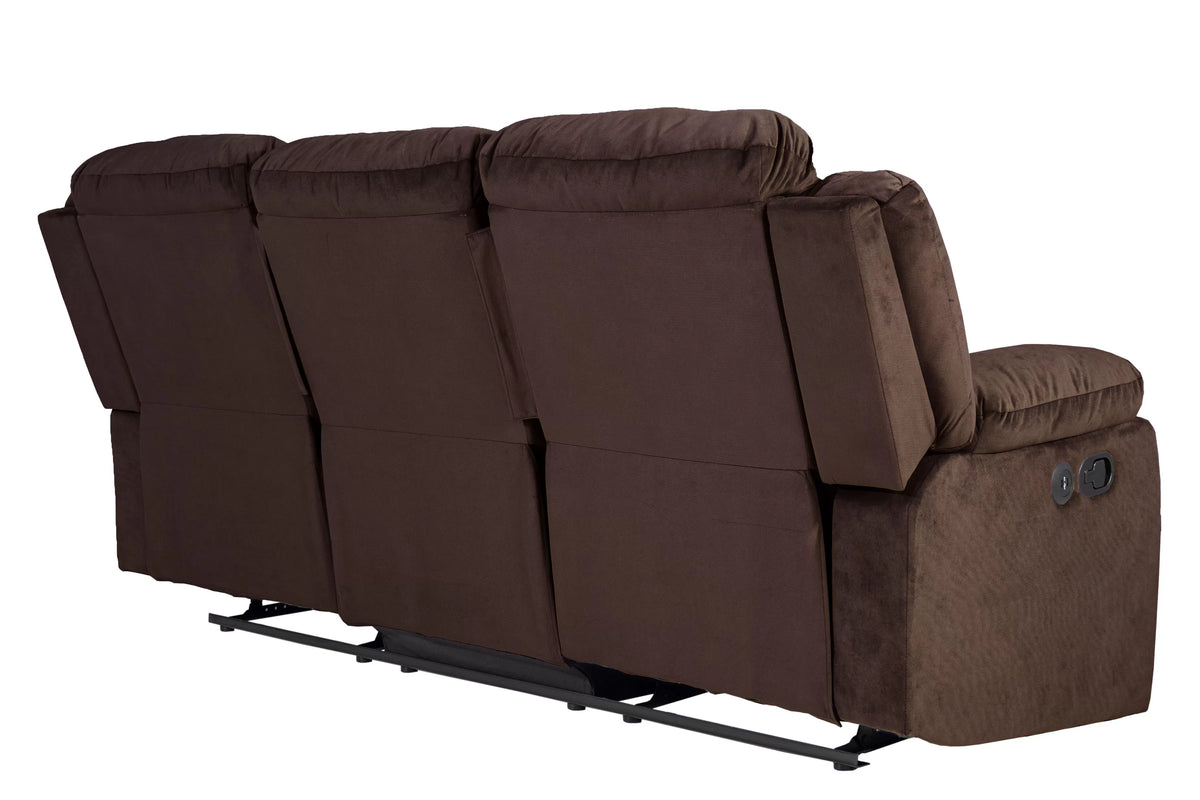 Motion Reclining Sofa – Manual Motion + USB Port – Chocolate (F8159)