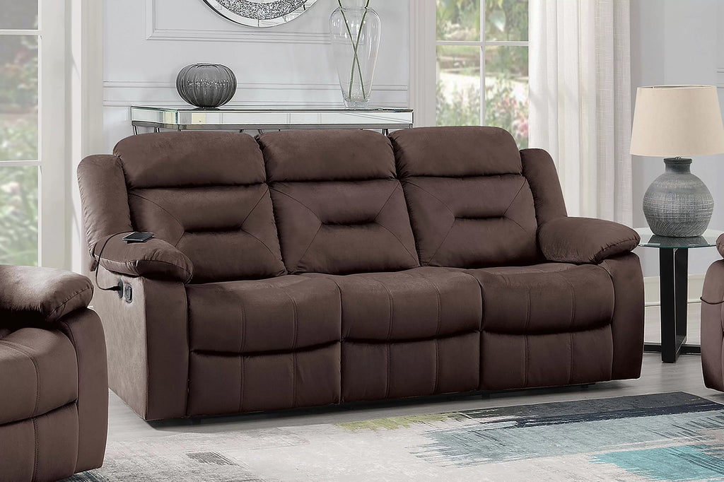 Motion Reclining Sofa – Manual Motion + USB Port – Chocolate (F8159)
