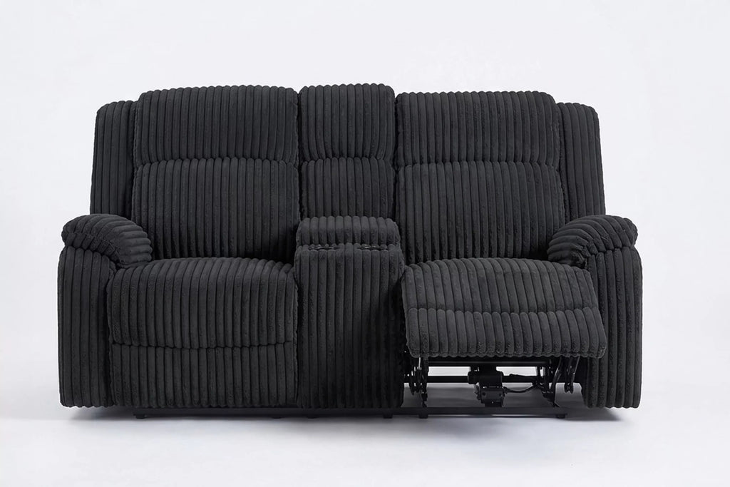Motion Loveseat – Manual Motion + Console + Cupholders – Black (F8162)