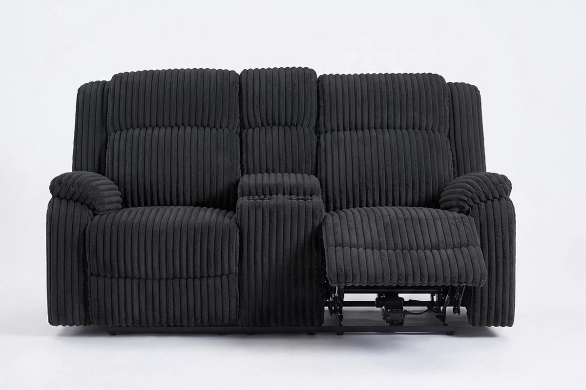 Motion Loveseat – Manual Motion + Console + Cupholders – Black (F8162)