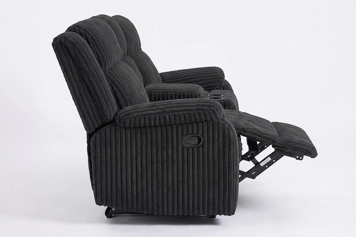 Motion Loveseat – Manual Motion + Console + Cupholders – Black (F8162)