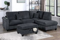 3-Piece Sectional Set – RAF Chaise + LAF Sofa W/ USB Port + Storage Ottoman – Black (F8300)