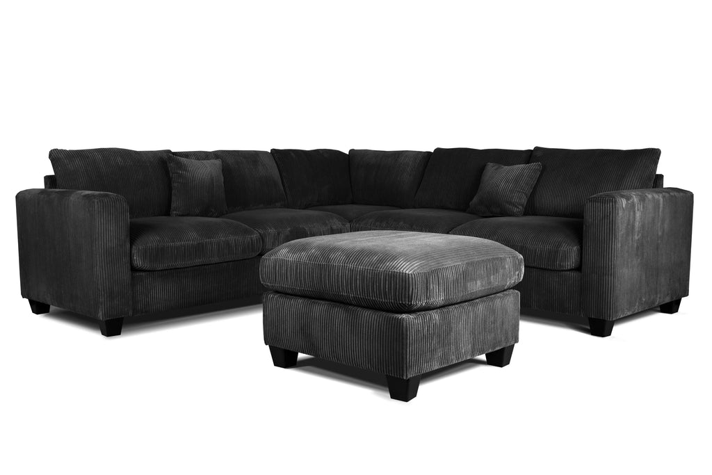 4-Piece Sectional Set – LAF Loveseat + RAF Loveseat + Corner Wedge + Cocktail Ottoman – Black (F8302)