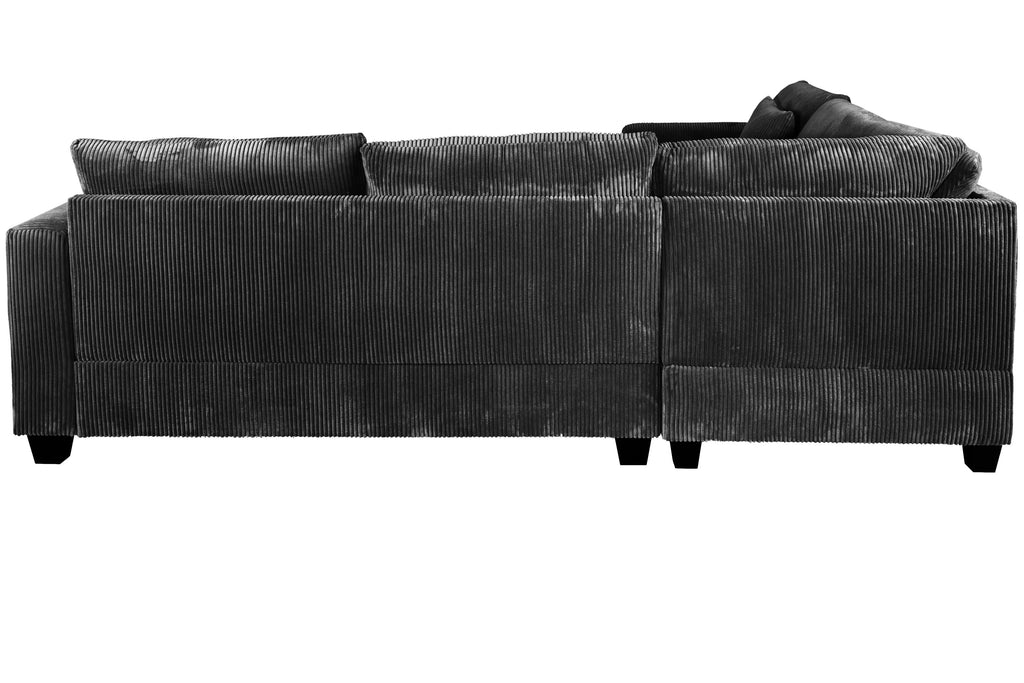 4-Piece Sectional Set – LAF Loveseat + RAF Loveseat + Corner Wedge + Cocktail Ottoman – Black (F8302)