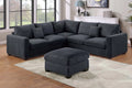 4-Piece Sectional Set – LAF Loveseat + RAF Loveseat + Corner Wedge + Cocktail Ottoman – Black (F8302)