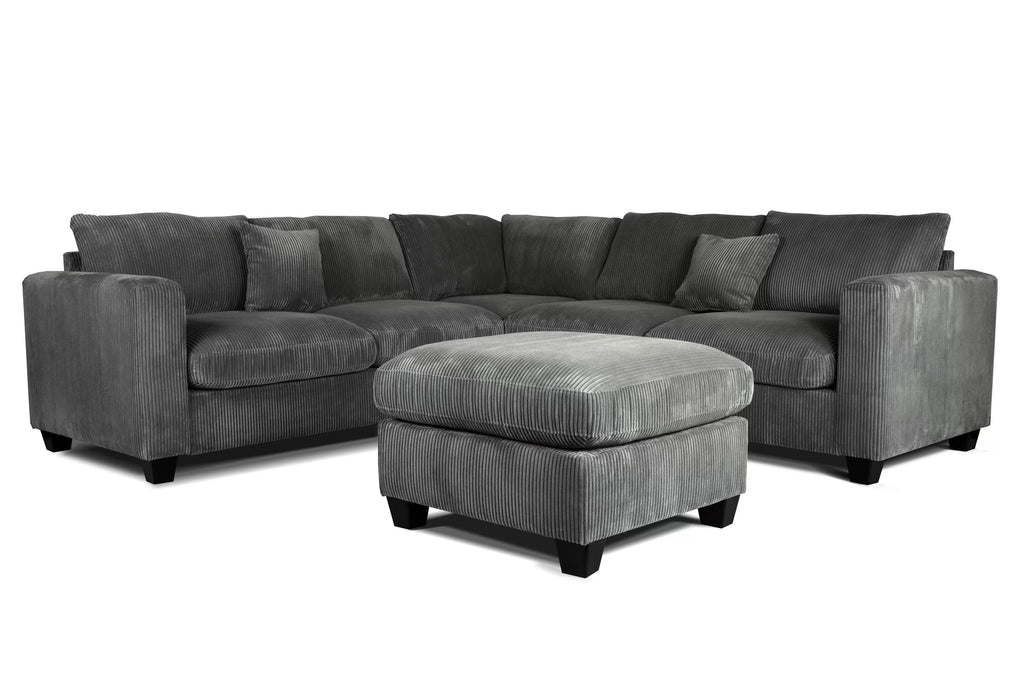 4-Piece Sectional Set – LAF Loveseat + RAF Loveseat + Corner Wedge + Cocktail Ottoman – Dark Gray (F8303)
