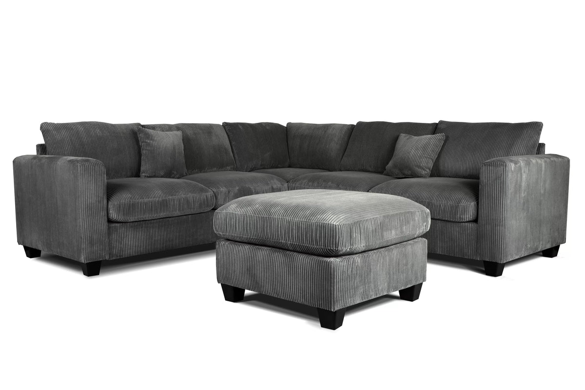 4-Piece Sectional Set – LAF Loveseat + RAF Loveseat + Corner Wedge + Cocktail Ottoman – Dark Gray (F8303)