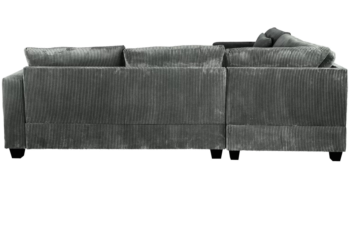 4-Piece Sectional Set – LAF Loveseat + RAF Loveseat + Corner Wedge + Cocktail Ottoman – Dark Gray (F8303)