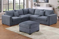 4-Piece Sectional Set – LAF Loveseat + RAF Loveseat + Corner Wedge + Cocktail Ottoman – Dark Gray (F8303)