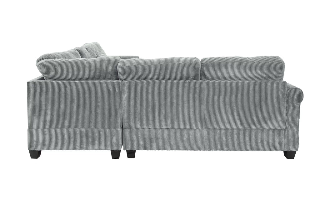 4-Piece Sectional Set – LAF Loveseat + RAF Loveseat + Corner Wedge + Cocktail Ottoman – Fog (F8305)