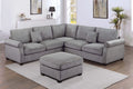 4-Piece Sectional Set – LAF Loveseat + RAF Loveseat + Corner Wedge + Cocktail Ottoman – Fog (F8305)
