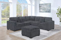 4-Piece Sectional Set – LAF One-Arm Loveseat + RAF One-Arm Loveseat + Corner Wedge + Ottoman – Gunmetal (F8311)