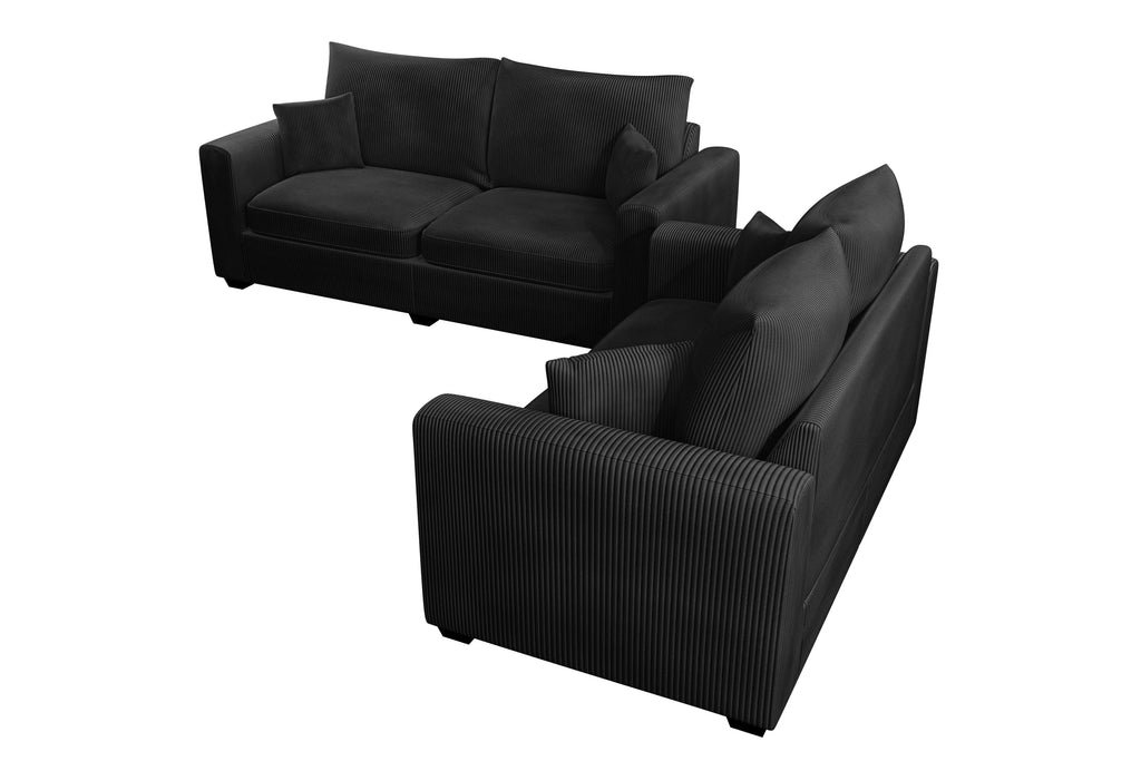 2-Piece Sofa Set – Sofa & Loveseat – Black (F8313)