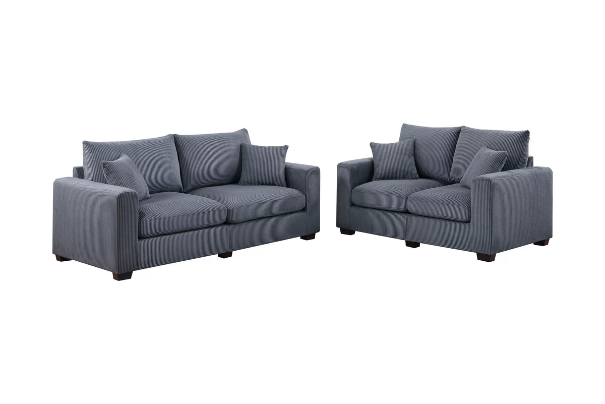 2-Piece Sofa Set – Sofa & Loveseat – Dark Gray (F8314)