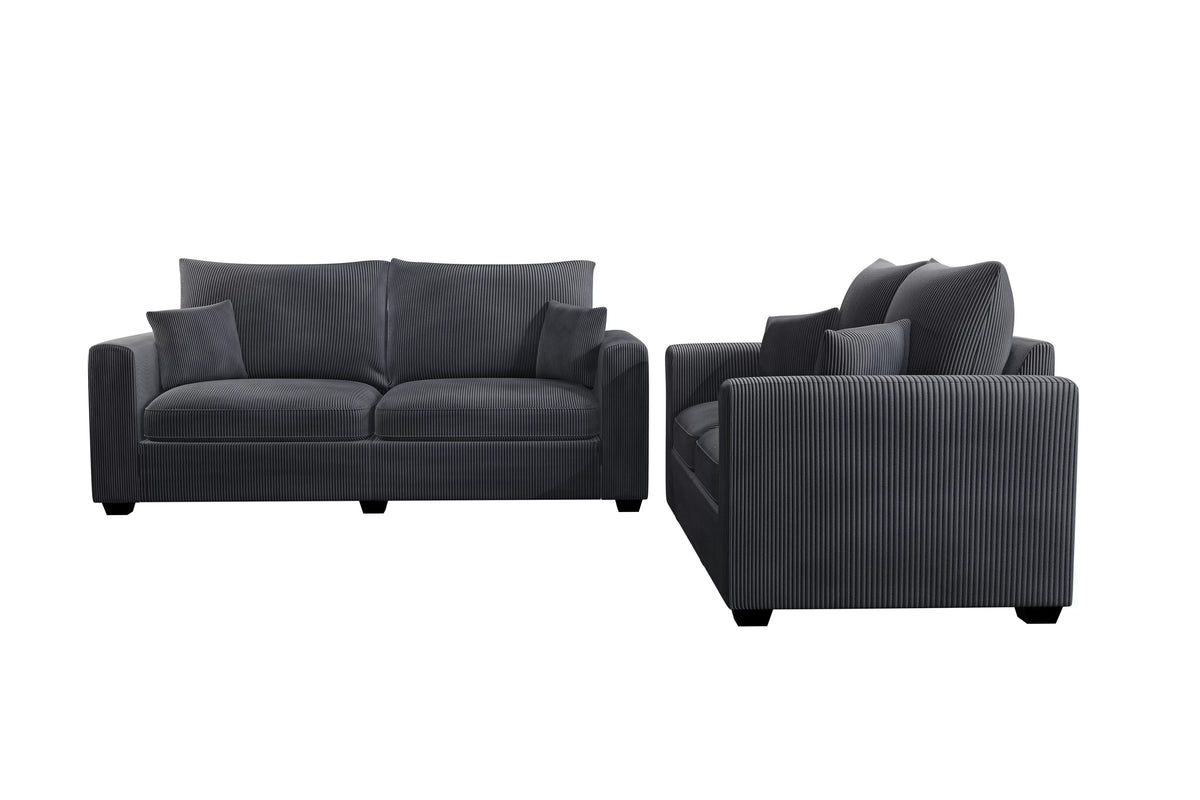 2-Piece Sofa Set – Sofa & Loveseat – Dark Gray (F8314)