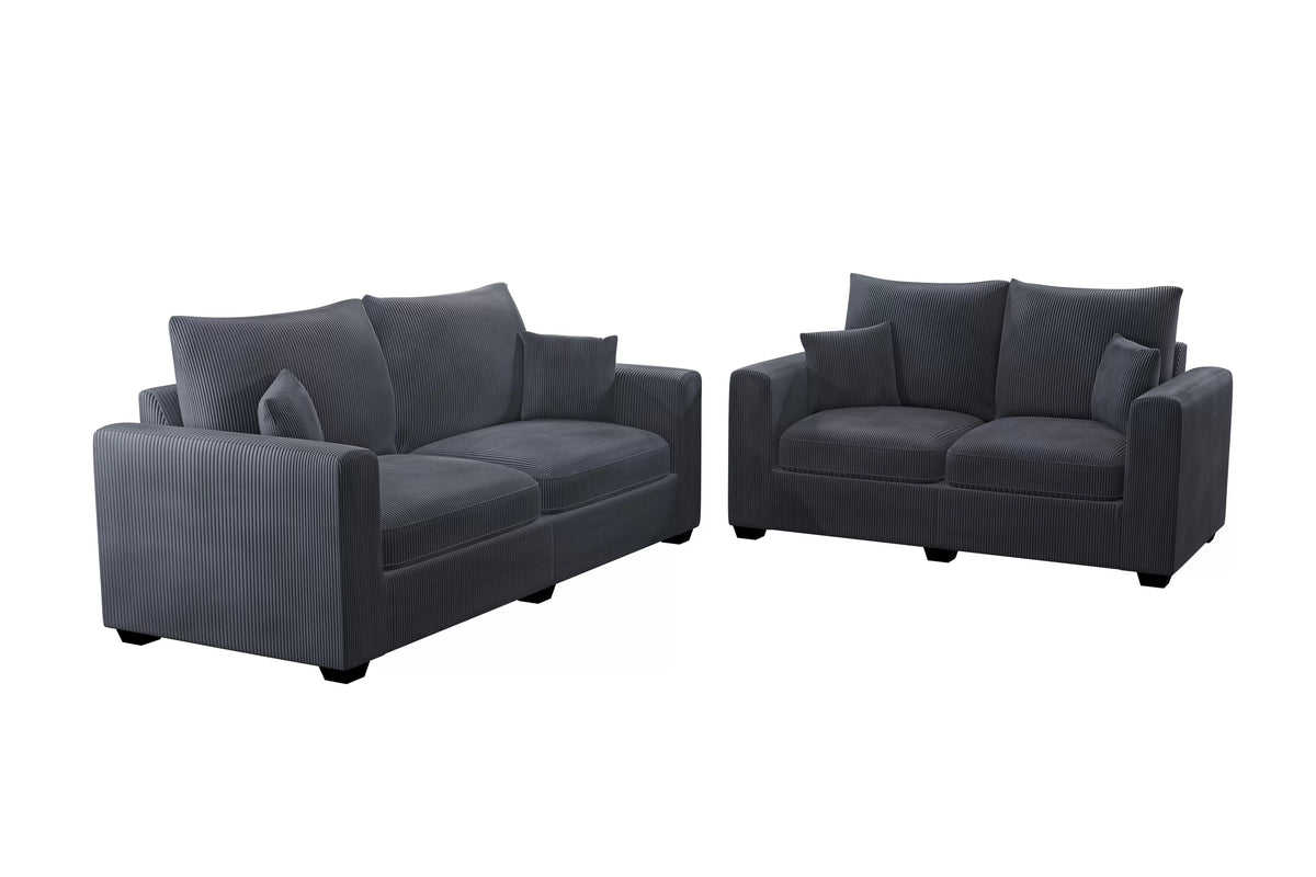 2-Piece Sofa Set – Sofa & Loveseat – Dark Gray (F8314)