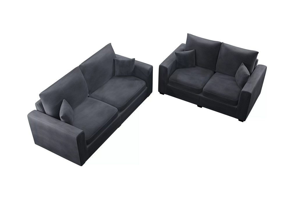 2-Piece Sofa Set – Sofa & Loveseat – Dark Gray (F8314)