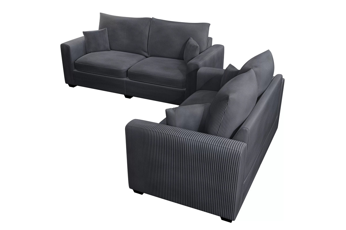 2-Piece Sofa Set – Sofa & Loveseat – Dark Gray (F8314)