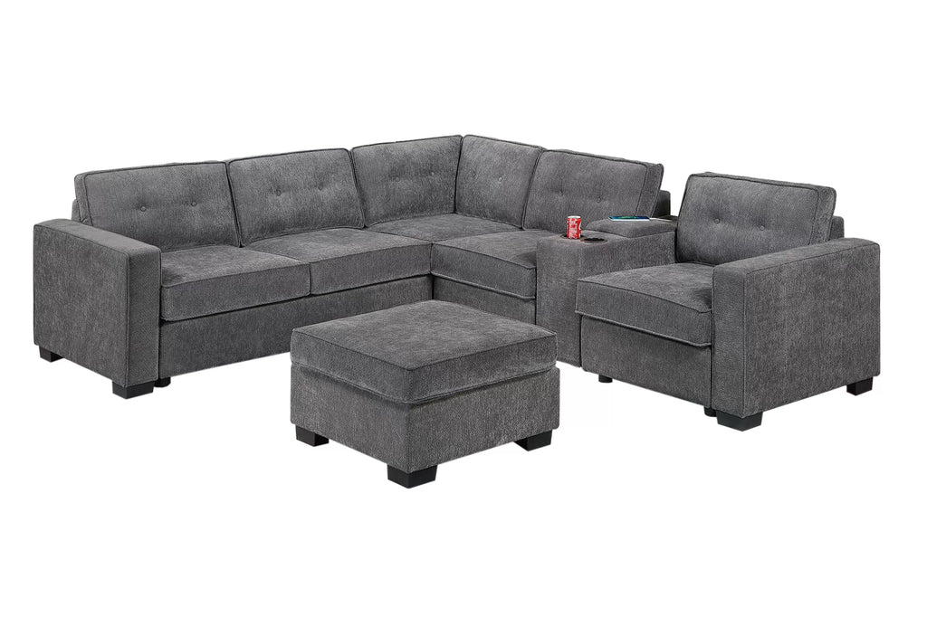 4-Piece Sectional Set W/ Ottoman – Gray (F8321)