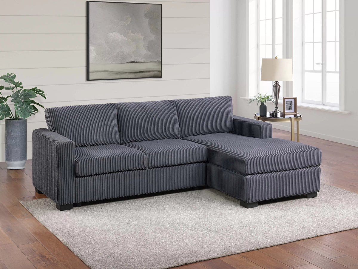 2-Piece Sectional Sofa – Dark Gray (F8323)