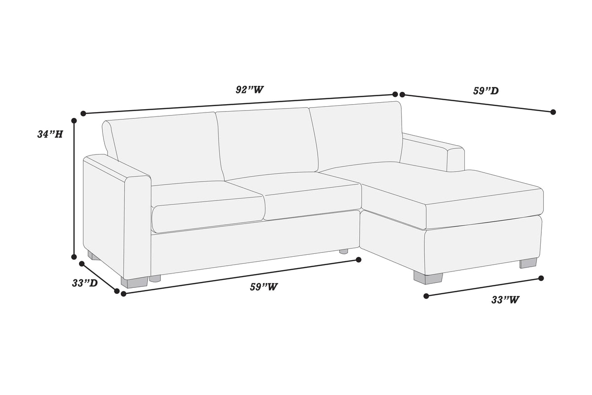 2-Piece Sectional Sofa – Dark Gray (F8323)