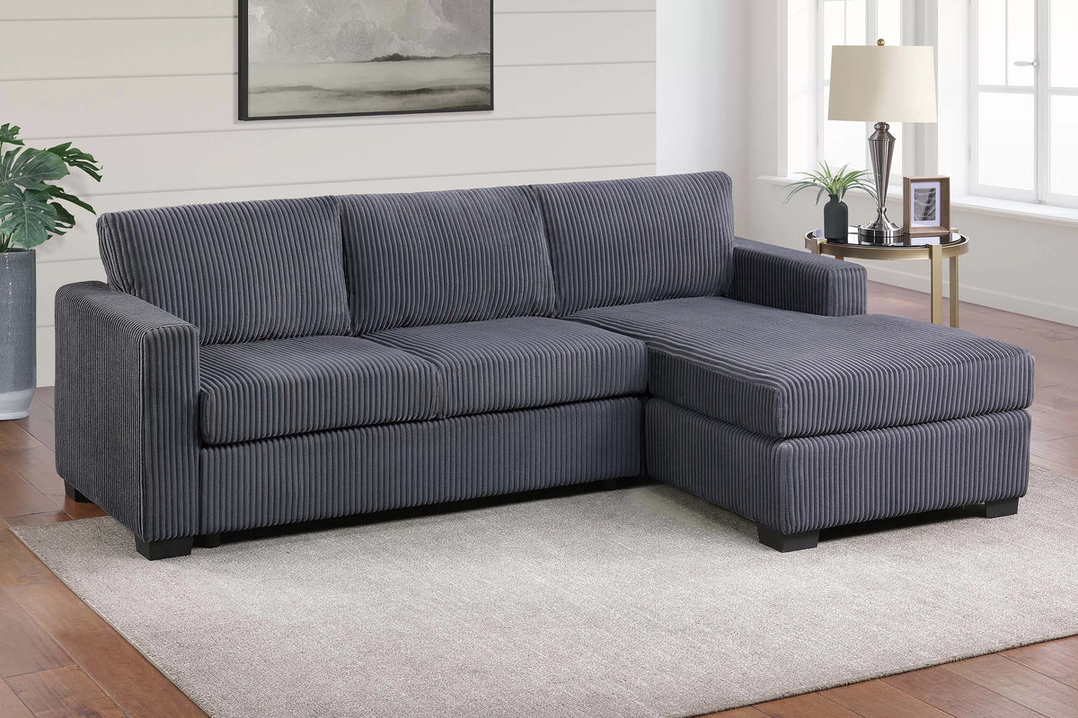 2-Piece Sectional Sofa – Dark Gray (F8323)
