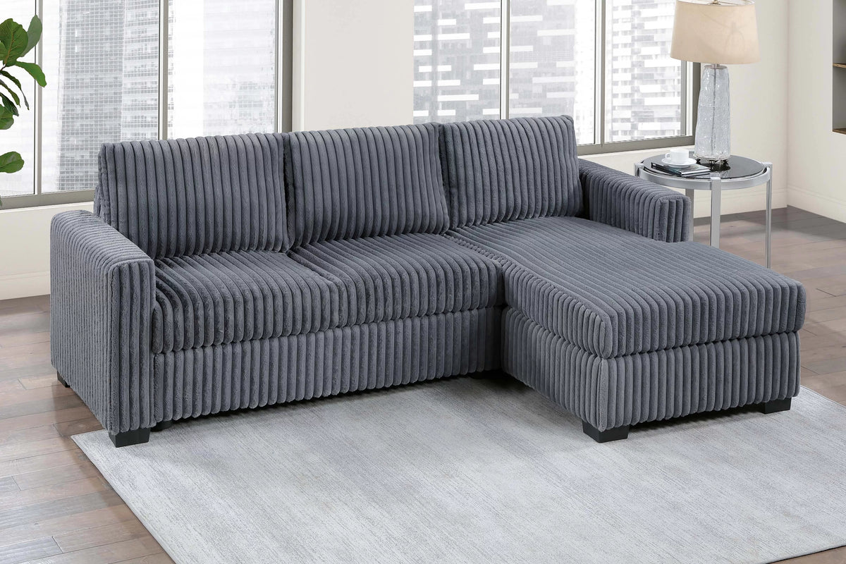 2-Piece Sectional Sofa – RAF Chaise + LAF Sofa – Dark Gray (F8326)