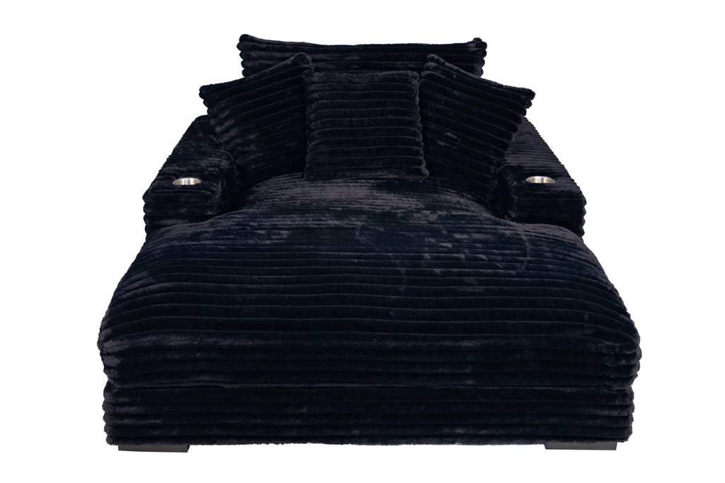 Chaise Lounge – W/2 Cup Holders & USB Ports – Black (F8327)