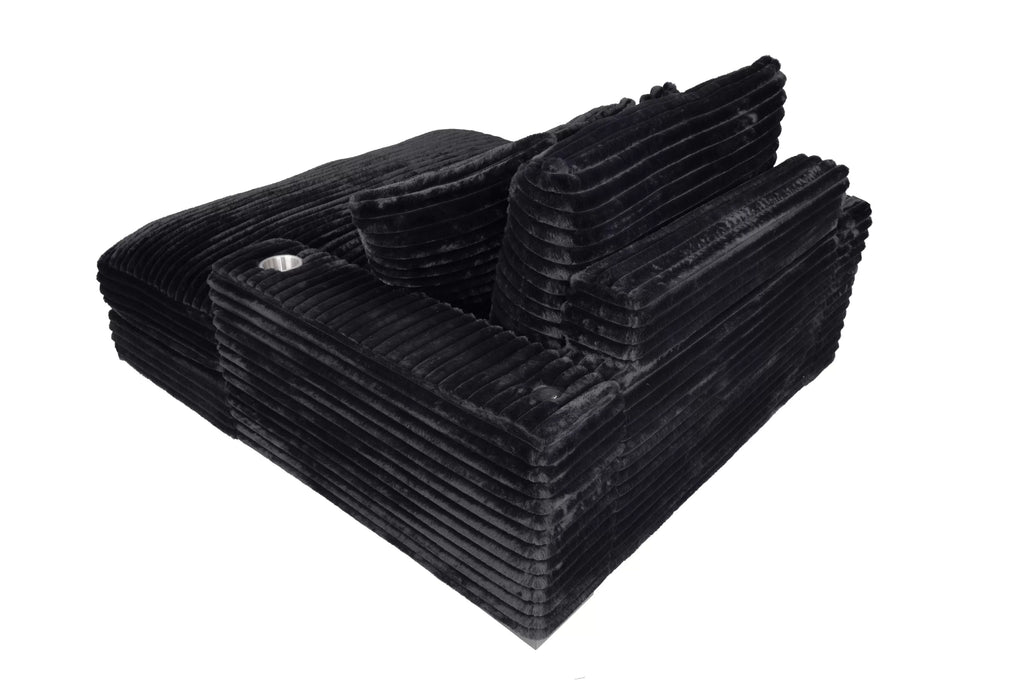 Chaise Lounge – W/2 Cup Holders & USB Ports – Black (F8327)