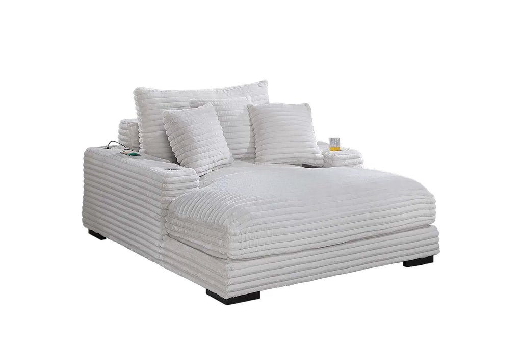 Chaise Lounge – W/2 Cup Holders & USB Ports – Taupe (F8329)