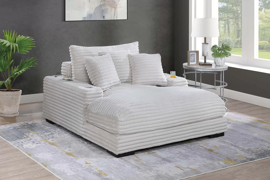 Chaise Lounge – W/2 Cup Holders & USB Ports – Taupe (F8329)